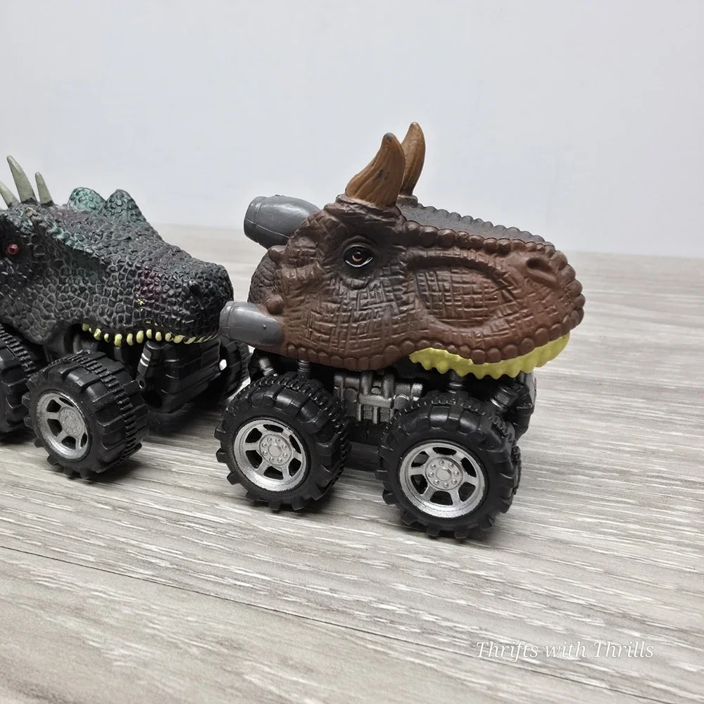 Dinosaur‎ Monster Trucks Pull Back Trucks -  Lot Of 4 - Tested
